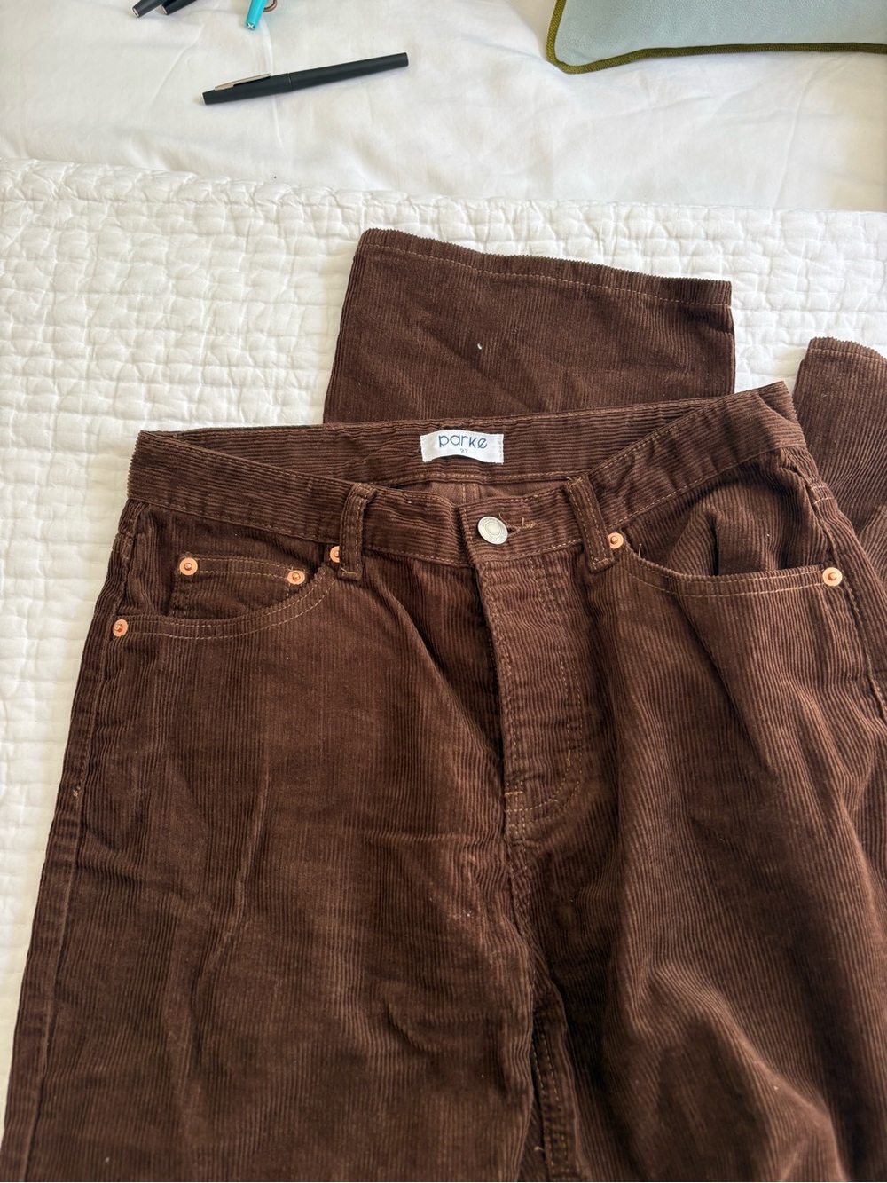 Parke Women's Straight Leg Corduroy Jeans in Chocolate Brown